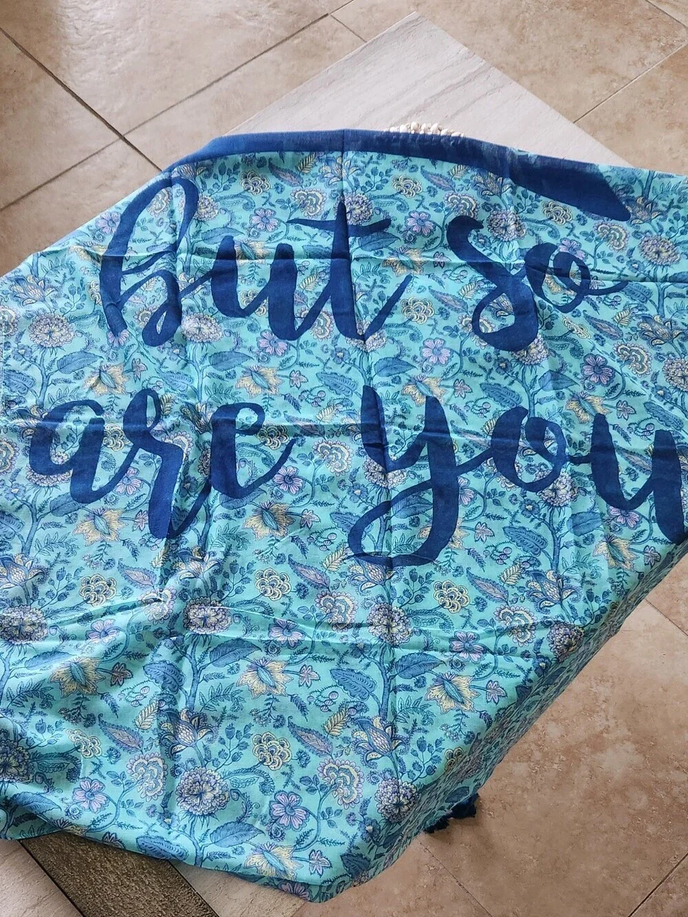 Lightweight Blue Mantra Floral Scarf - Women's Accessory